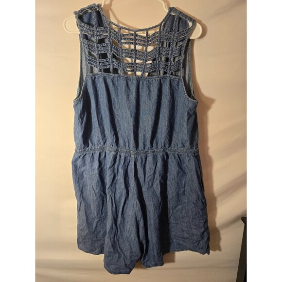 Jessica Simpson Womens Plus Size 2X Blue Denim Jean Shorts Romper Jumper - Picture 2 of 2